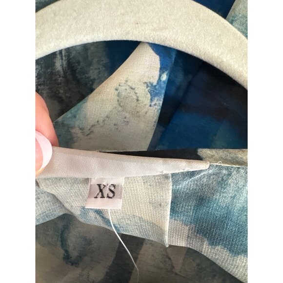 Bryn Walker Abstract Print Ruffle Sleeve fran Blouse top size XS oversized new - Picture 5 of 6